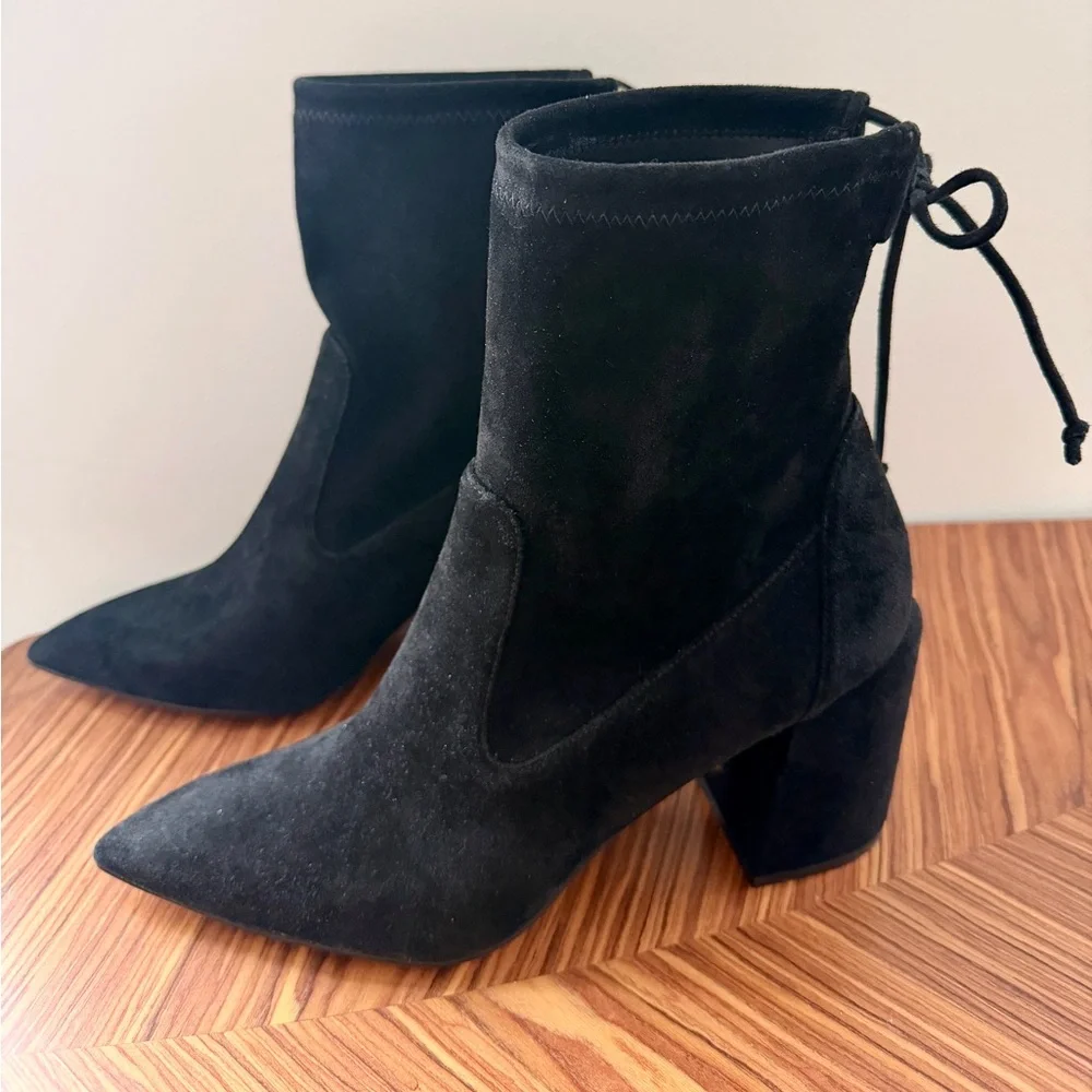 NWT Stuart Weitzman Avenue 85 City Block Booties Suede Size 11.5 Black - Picture 7 of 15